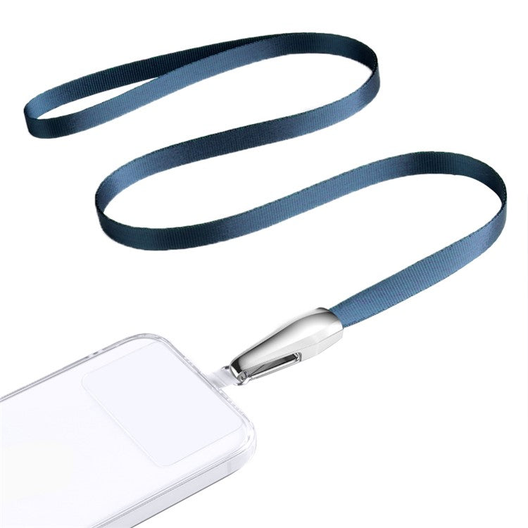 INYUE Woven Shoulder Strap Metal High-speed Rail Hook Design Anti-lost Phone Carrying Lanyard with Transparent TPU Patch - Sapphire