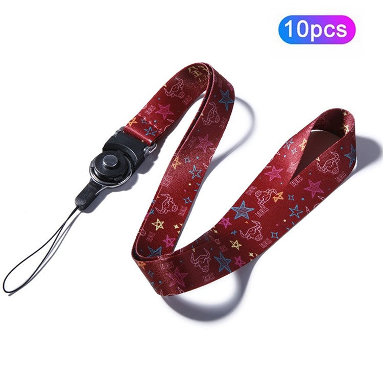 10Pcs / Pack 12 Constellations Cartoon Printed Rotating Buckle Lanyard Detachable Mobile Phone Name Tag Neck Strap - Taurus