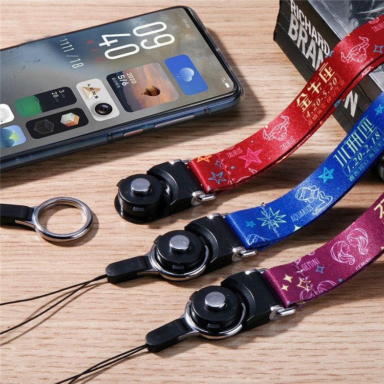 10Pcs / Pack 12 Constellations Cartoon Printed Rotating Buckle Lanyard Detachable Mobile Phone Name Tag Neck Strap - Taurus