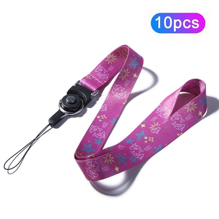 10Pcs / Pack 12 Constellations Cartoon Printed Rotating Buckle Lanyard Detachable Mobile Phone Name Tag Neck Strap - Pisces