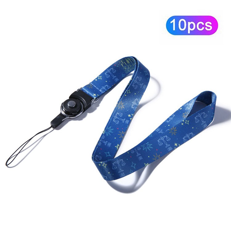 10Pcs / Pack 12 Constellations Cartoon Printed Rotating Buckle Lanyard Detachable Mobile Phone Name Tag Neck Strap - Libra