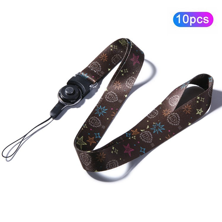 10Pcs / Pack 12 Constellations Cartoon Printed Rotating Buckle Lanyard Detachable Mobile Phone Name Tag Neck Strap - Leo