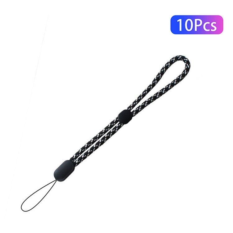 10Pcs / Pack Mobile Phone Anti-drop Adjustable Wrist Rope Cellphone Case Flashlight Power Bank Lanyard - Black / White