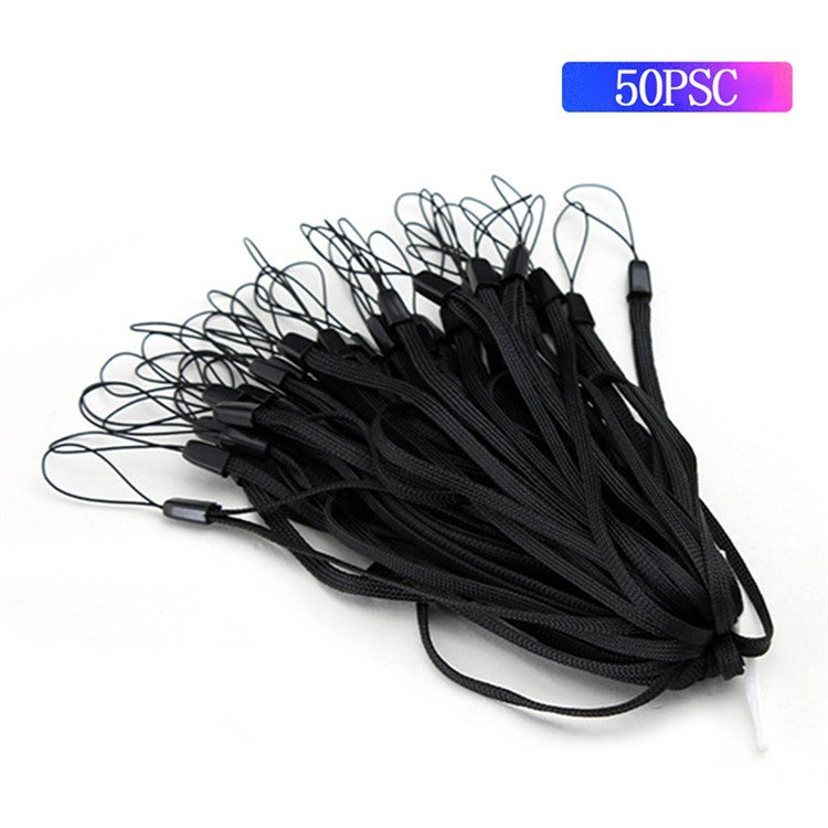 50Pcs / Pack Mobile Phone Anti-drop Anti-lost Nylon Wrist Rope Flashlight Power Bank Lanyard - Black