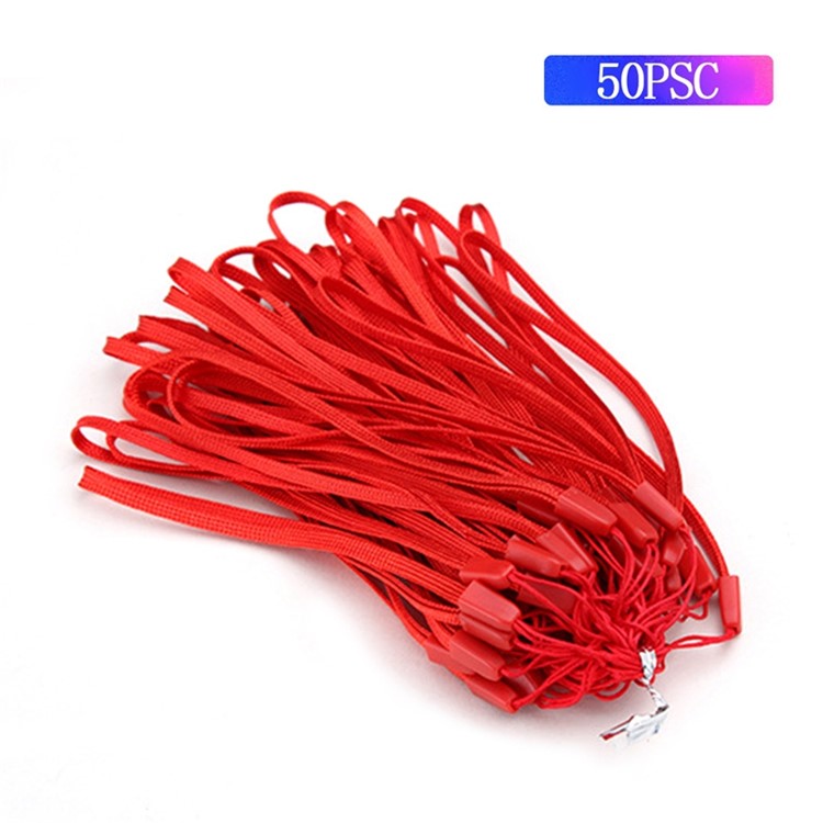 50Pcs / Pack Mobile Phone Anti-drop Anti-lost Nylon Wrist Rope Flashlight Power Bank Lanyard - Red