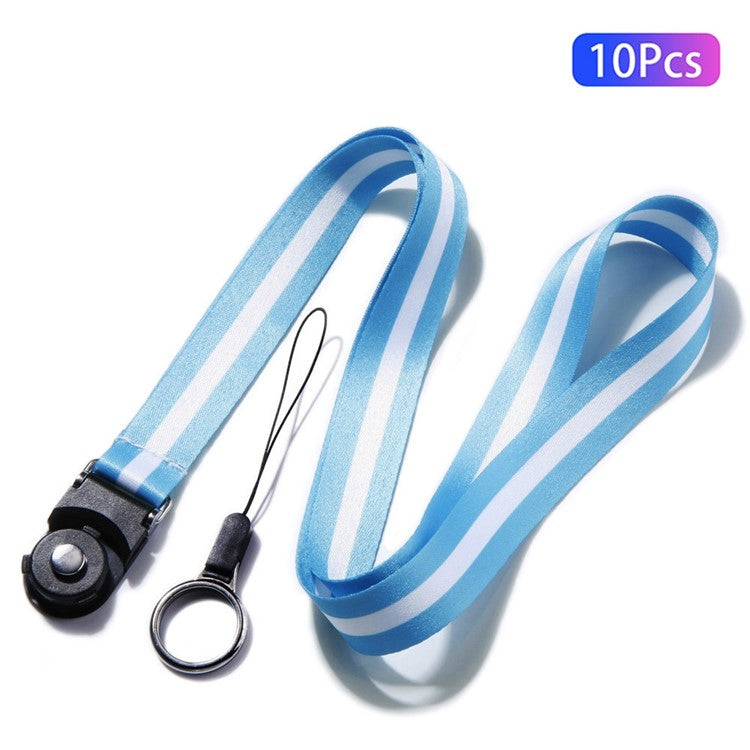 10Pcs / Pack Detachable Finger Ring Lanyard Rotating Buckle Mobile Phone Name Tag Neck Strap - Light Blue