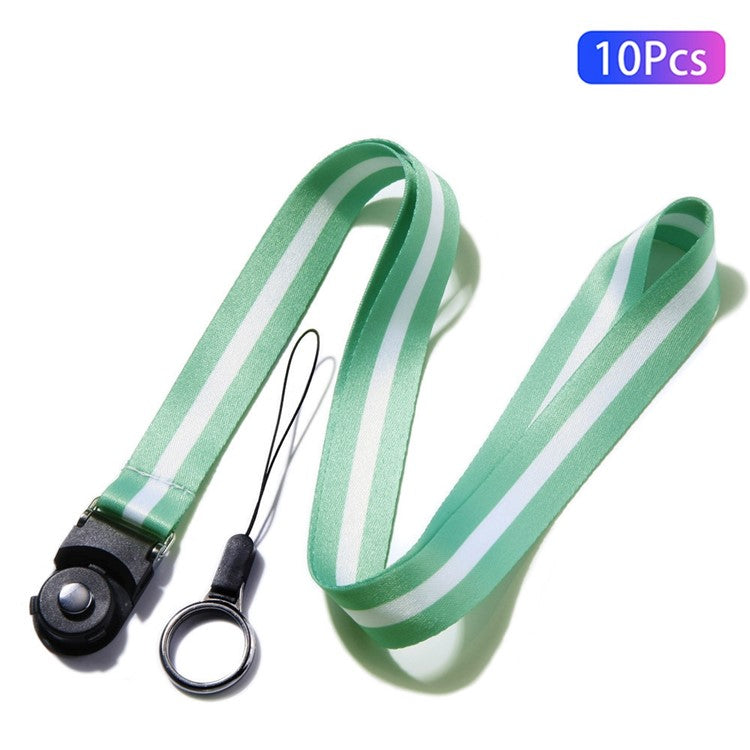 10Pcs / Pack Detachable Finger Ring Lanyard Rotating Buckle Mobile Phone Name Tag Neck Strap - Mint Green