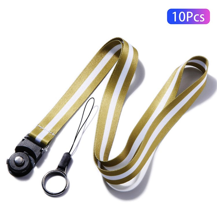 10Pcs / Pack Detachable Finger Ring Lanyard Rotating Buckle Mobile Phone Name Tag Neck Strap - Gold