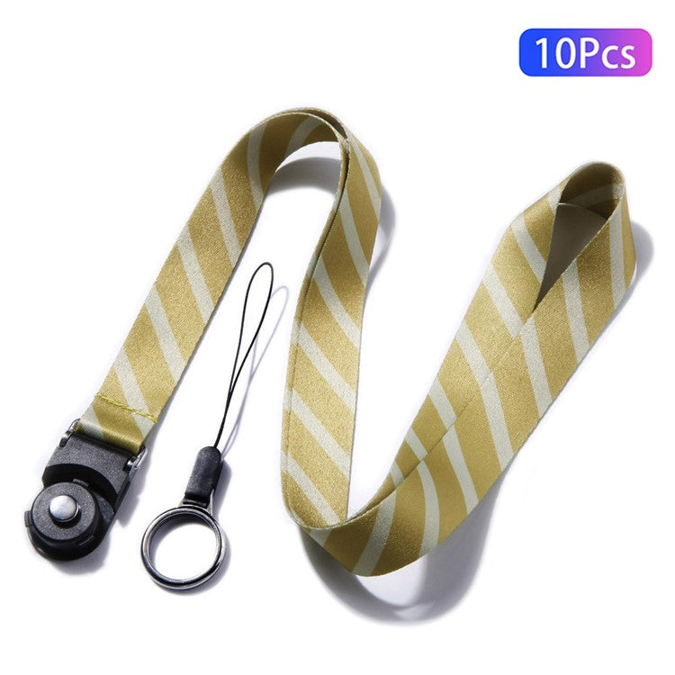 10Pcs / Pack Detachable Finger Ring Lanyard Rotating Buckle Mobile Phone Name Tag Neck Strap - Champagne Yellow