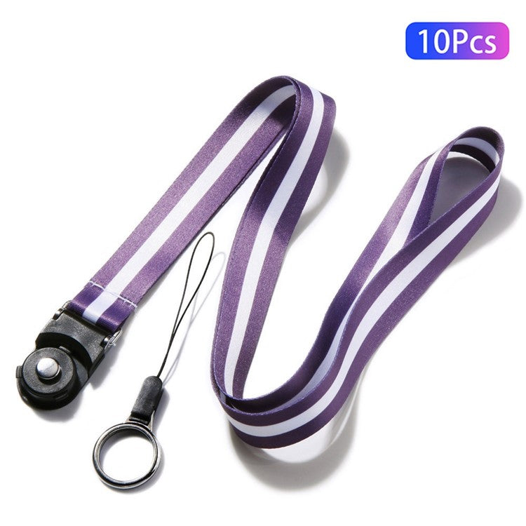 10Pcs / Pack Detachable Finger Ring Lanyard Rotating Buckle Mobile Phone Name Tag Neck Strap - Grape Purple