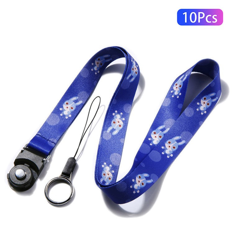 10Pcs / Pack Chinese Zodiac Printed Detachable Finger Ring Rope Rotating Buckle Lanyard Mobile Phone Name Tag Neck Strap - Rabbit