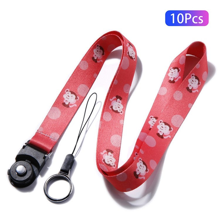 10Pcs / Pack Chinese Zodiac Printed Detachable Finger Ring Rope Rotating Buckle Lanyard Mobile Phone Name Tag Neck Strap - Monkey