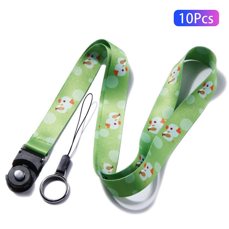 10Pcs / Pack Chinese Zodiac Printed Detachable Finger Ring Rope Rotating Buckle Lanyard Mobile Phone Name Tag Neck Strap - Pig