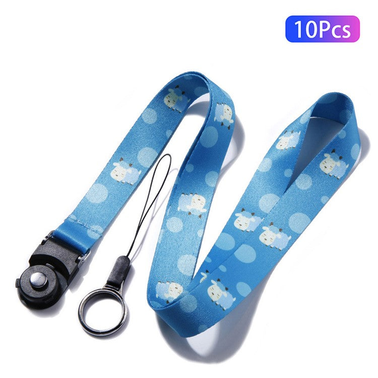 10Pcs / Pack Chinese Zodiac Printed Detachable Finger Ring Rope Rotating Buckle Lanyard Mobile Phone Name Tag Neck Strap - Sheep