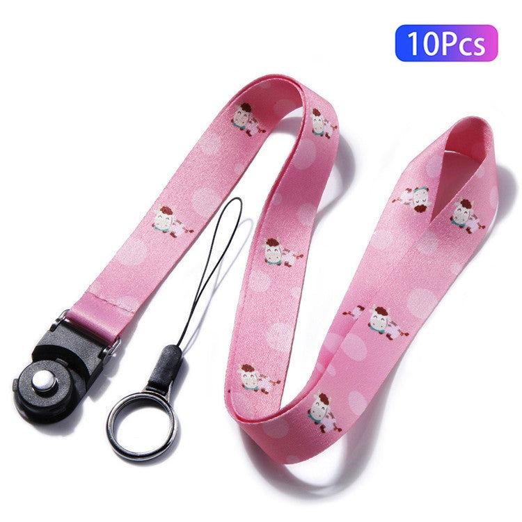 10Pcs / Pack Chinese Zodiac Printed Detachable Finger Ring Rope Rotating Buckle Lanyard Mobile Phone Name Tag Neck Strap - Ox