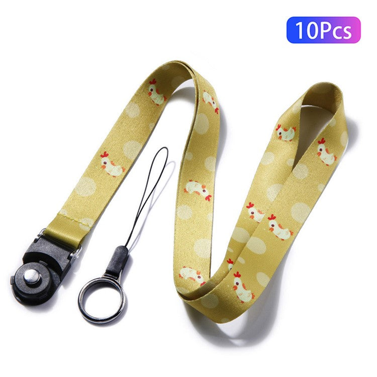 10Pcs / Pack Chinese Zodiac Printed Detachable Finger Ring Rope Rotating Buckle Lanyard Mobile Phone Name Tag Neck Strap - Chicken