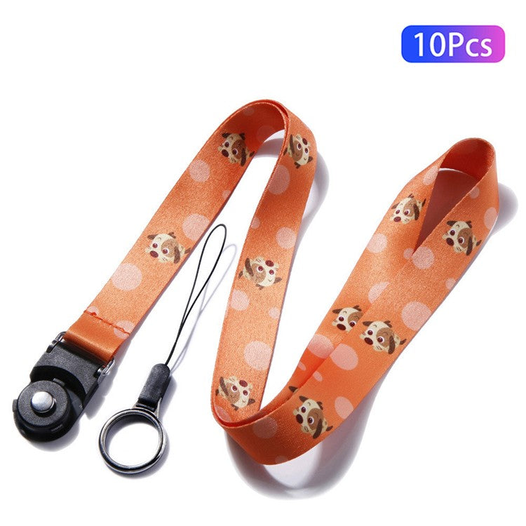 10Pcs / Pack Chinese Zodiac Printed Detachable Finger Ring Rope Rotating Buckle Lanyard Mobile Phone Name Tag Neck Strap - Dog