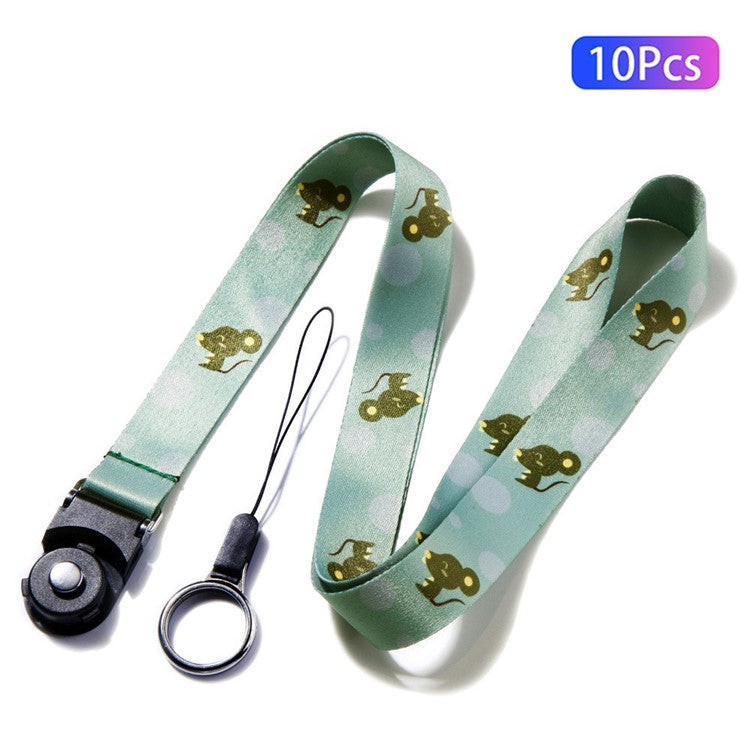 10Pcs / Pack Chinese Zodiac Printed Detachable Finger Ring Rope Rotating Buckle Lanyard Mobile Phone Name Tag Neck Strap - Mouse