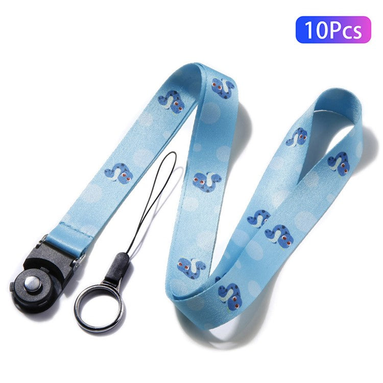 10Pcs / Pack Chinese Zodiac Printed Detachable Finger Ring Rope Rotating Buckle Lanyard Mobile Phone Name Tag Neck Strap - Snake