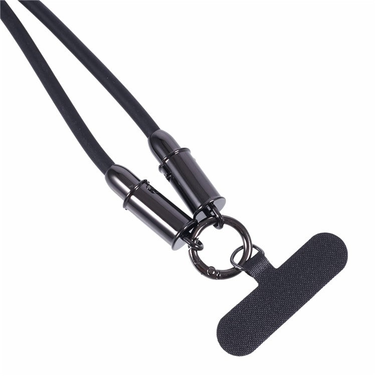 120cm 2 in 1 Silicone Phone Lanyard Crossbody Strap Type-C to Type-C 60W Phone Charging Cable - Black