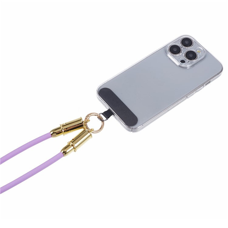 120cm 2 in 1 Silicone Phone Lanyard Crossbody Strap Type-C to Type-C 60W Phone Charging Cable - Purple