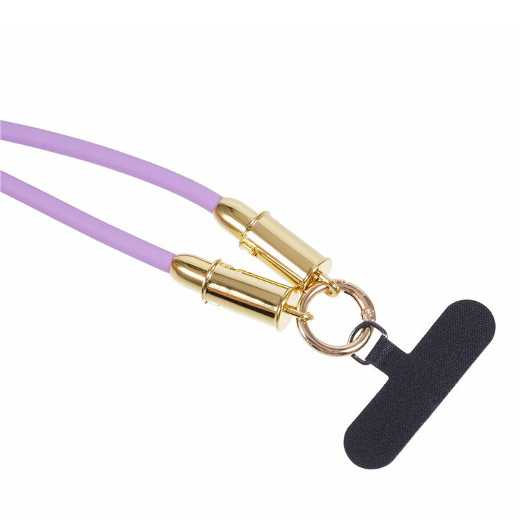 120cm 2 in 1 Silicone Phone Lanyard Crossbody Strap Type-C to Type-C 60W Phone Charging Cable - Purple