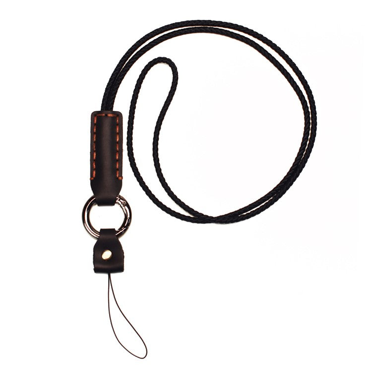 Strong Bearing Anti-drop Nylon Rope Cellphone Neck Strap Mobile Phone Lanyard, Style B - Black