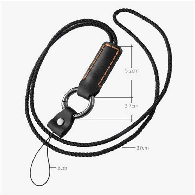 Strong Bearing Anti-drop Nylon Rope Cellphone Neck Strap Mobile Phone Lanyard, Style B - Black