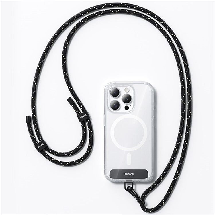 BENKS GS01 Adjustable Phone Lanyard Braided Crossbody Shoulder Strap with Tether Tab - White