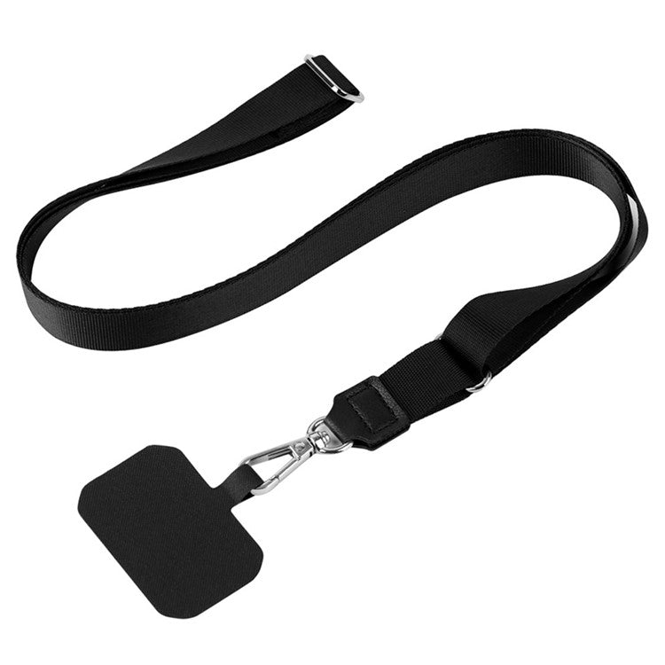 Adjustable Phone Lanyard Anti-Loss Polyester Crossbody Shoulder Strap with Tether Tab - Black