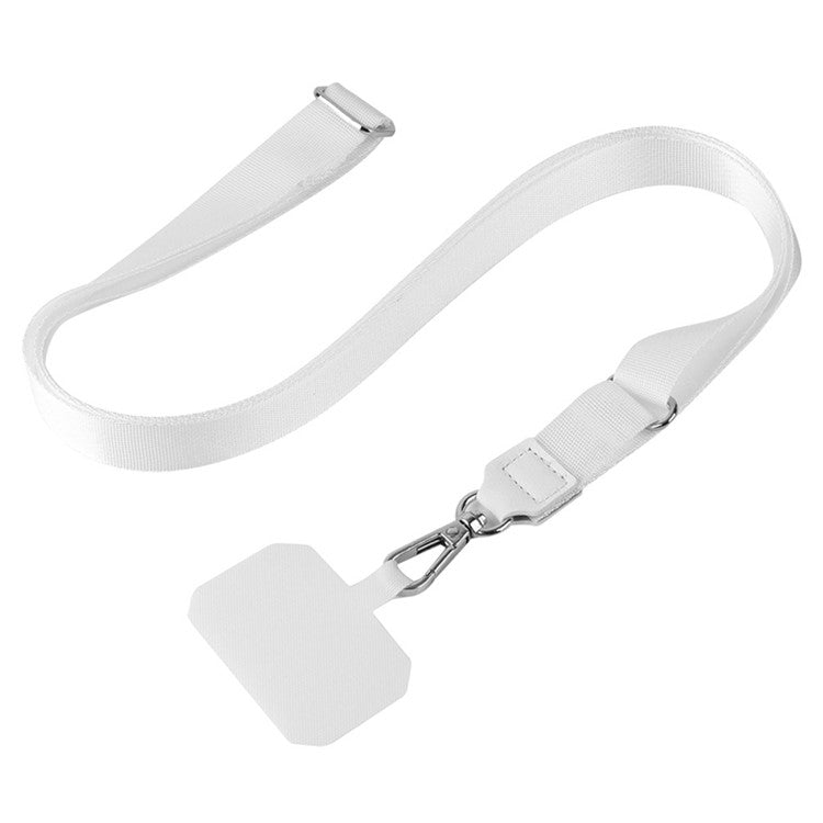 Adjustable Phone Lanyard Anti-loss Polyester Crossbody Shoulder Strap with Tether Tab - White