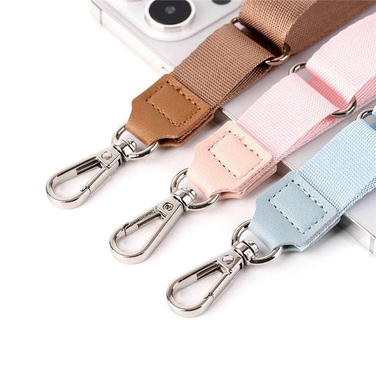 Adjustable Phone Lanyard Anti-loss Polyester Crossbody Shoulder Strap with Tether Tab - White