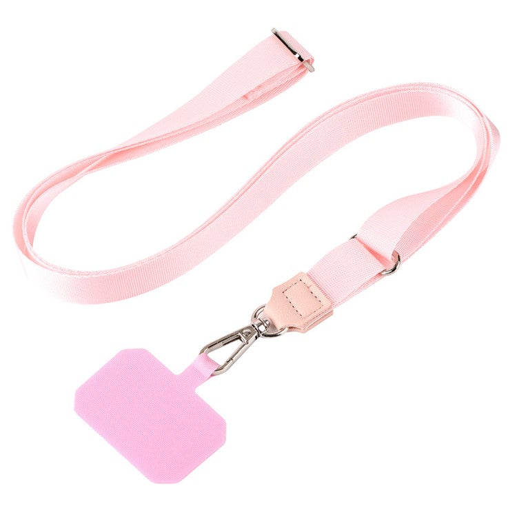 Adjustable Phone Lanyard Anti-loss Polyester Crossbody Shoulder Strap with Tether Tab - Pink