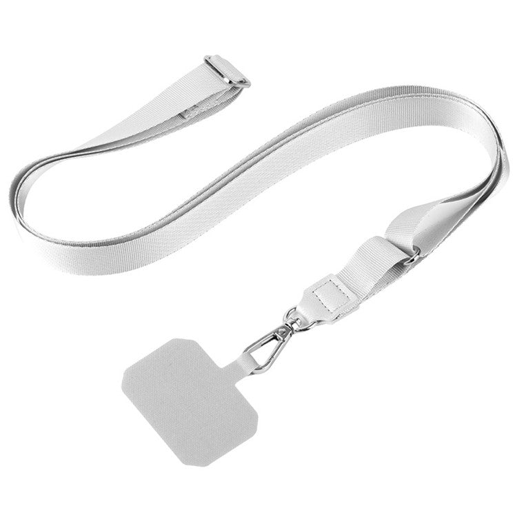 Adjustable Phone Lanyard Anti-loss Polyester Crossbody Shoulder Strap with Tether Tab - Light Grey