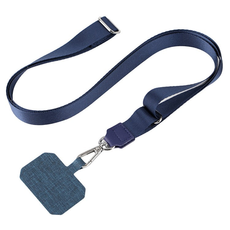 Adjustable Phone Lanyard Anti-loss Polyester Crossbody Shoulder Strap with Tether Tab - Dark Blue