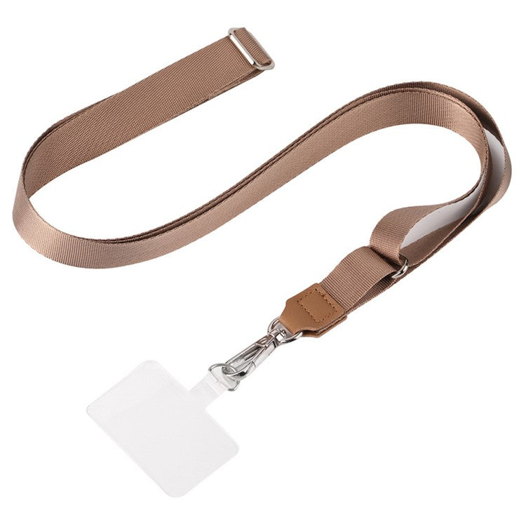 Adjustable Phone Lanyard Anti-loss Polyester Crossbody Shoulder Strap with Tether Tab - Coffee+Transparent