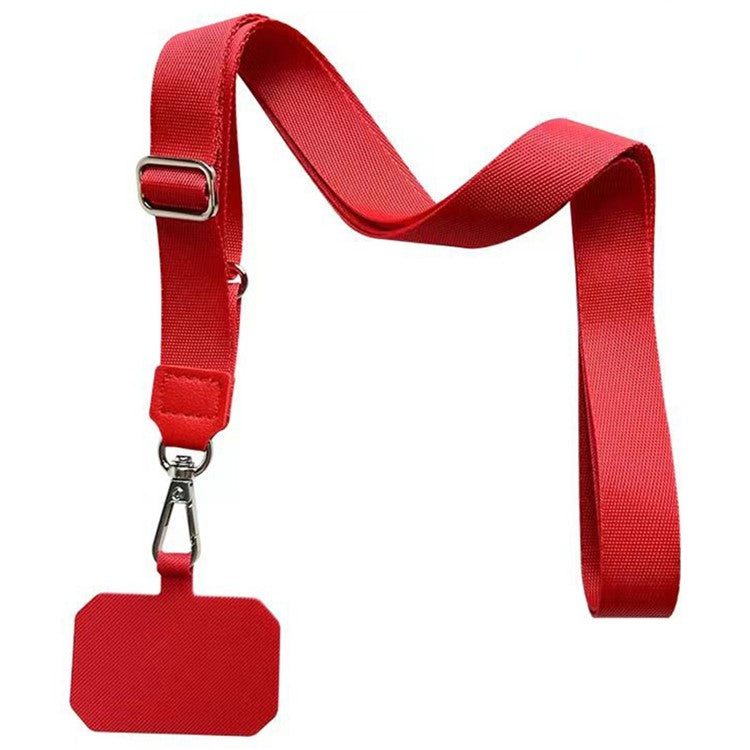 Adjustable Phone Lanyard Anti-loss Polyester Crossbody Shoulder Strap with Tether Tab - Red