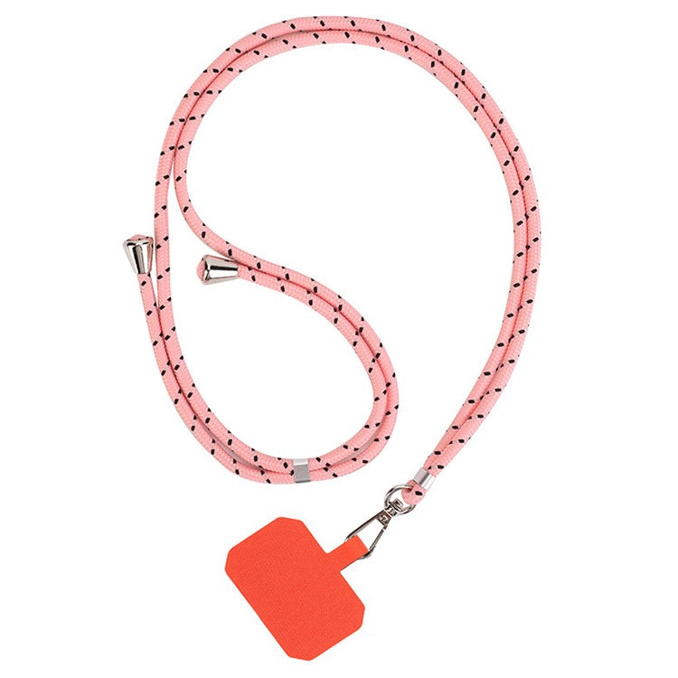 Nylon Phone Lanyard Adjustable Phone Neck Shoulder Strap with Tether Tab - Pink / Black