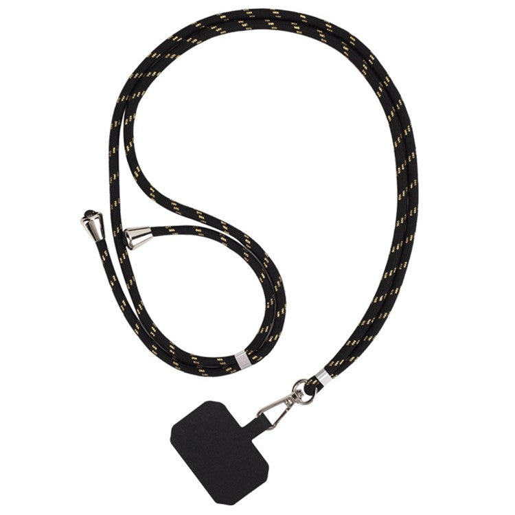 Nylon Phone Lanyard Adjustable Phone Neck Shoulder Strap with Tether Tab - Black / Gold