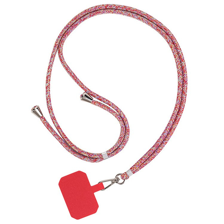 Nylon Phone Lanyard Adjustable Phone Neck Shoulder Strap with Tether Tab - Red / Rainbow