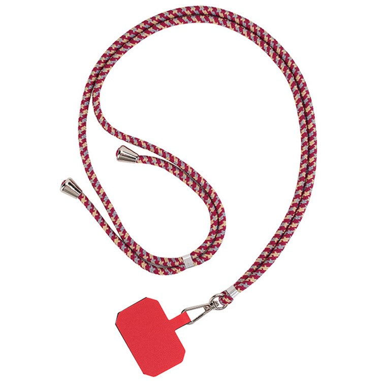 Nylon Phone Lanyard Adjustable Phone Neck Shoulder Strap with Tether Tab - Red / Apricot