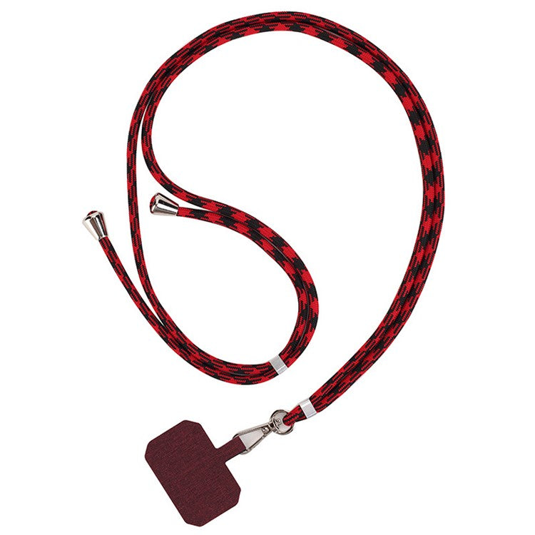 Nylon Phone Lanyard Adjustable Phone Neck Shoulder Strap with Tether Tab - Black / Red