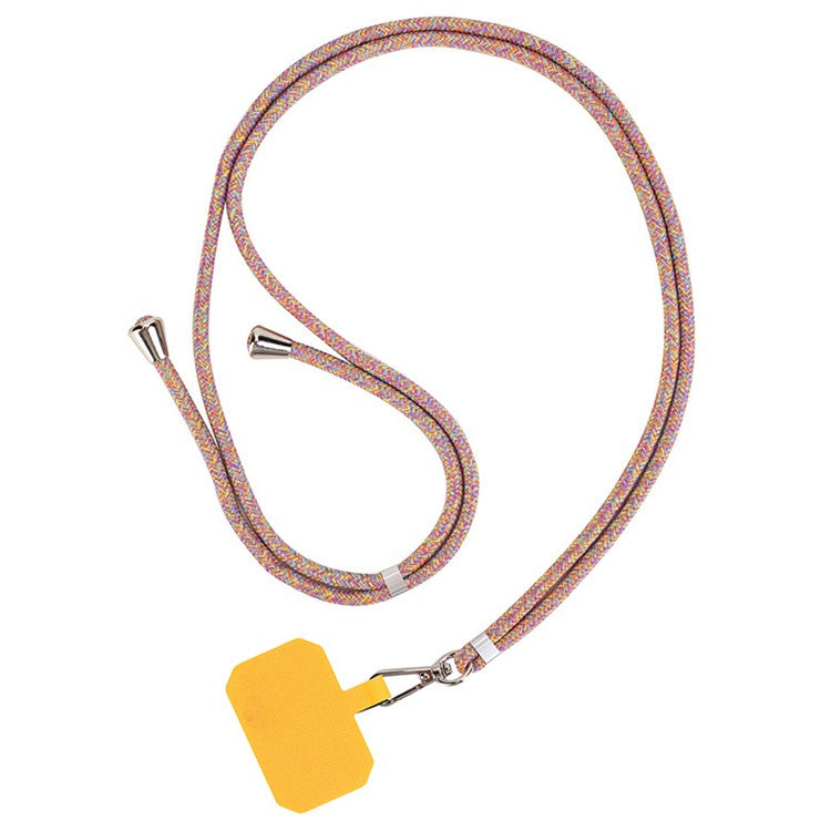 Nylon Phone Lanyard Adjustable Phone Neck Shoulder Strap with Tether Tab - Yellow / Rainbow