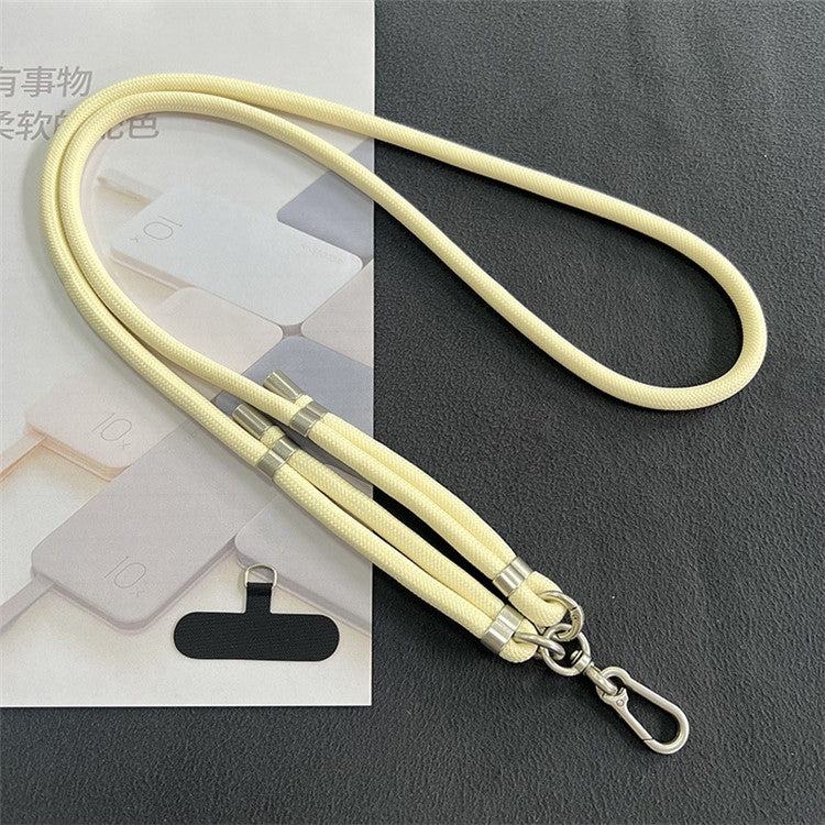 8mm Thickness Crossbody Phone Lanyard Strap with Patch Polyester Adjustable Nylon Neck Strap, Length: 1.5m - Beige