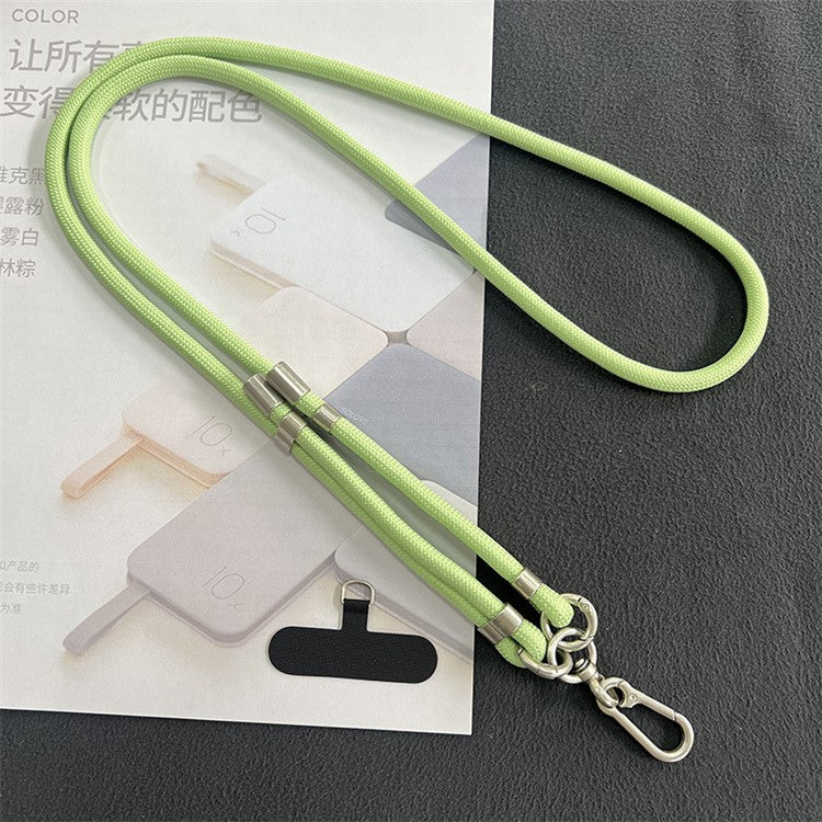 8mm Thickness Crossbody Phone Lanyard Strap with Patch Polyester Adjustable Nylon Neck Strap, Length: 1.5m - Green