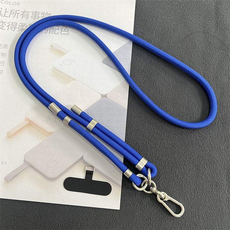 8mm Thickness Crossbody Phone Lanyard Strap with Patch Polyester Adjustable Nylon Neck Strap, Length: 1.5m - Blue