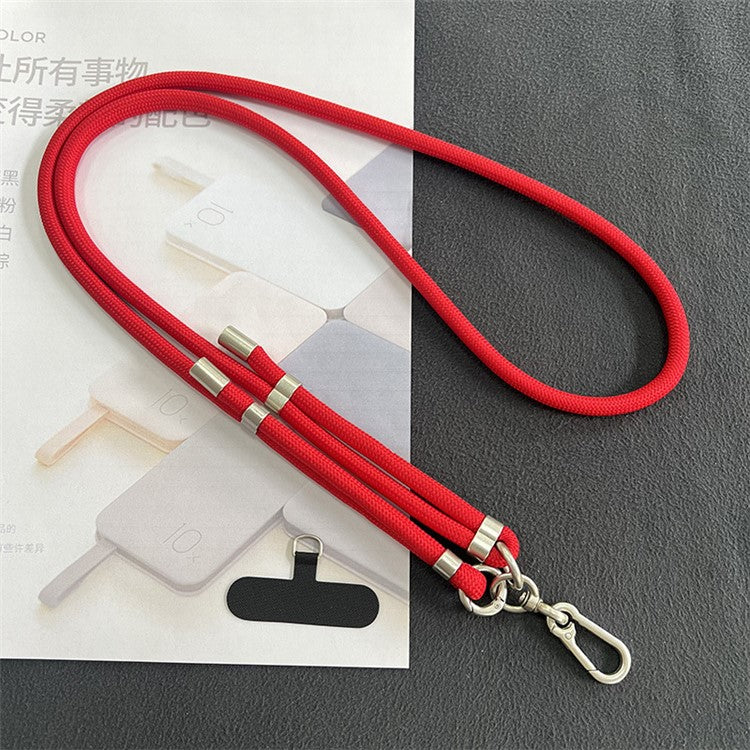 8mm Thickness Crossbody Phone Lanyard Strap with Patch Polyester Adjustable Nylon Neck Strap, Length: 1.5m - Red