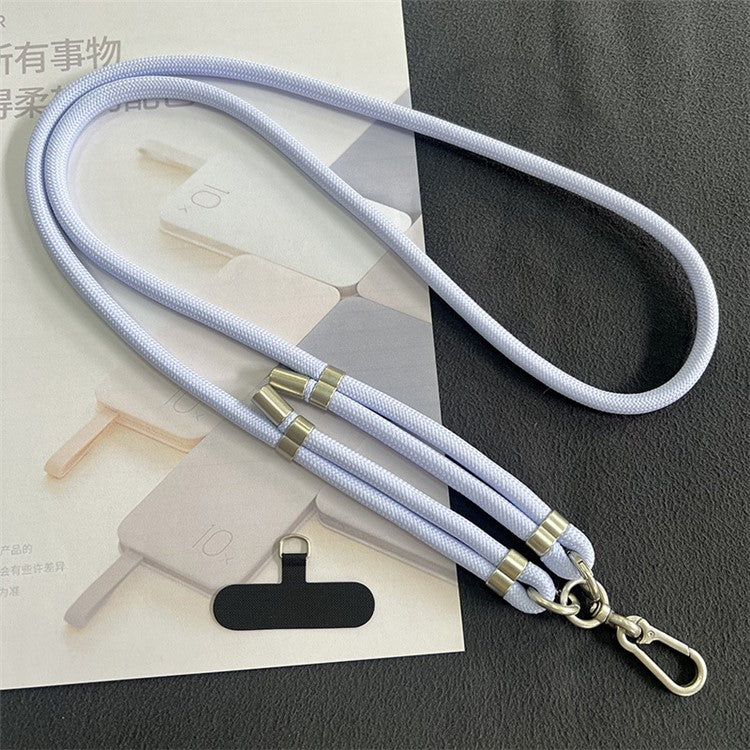 8mm Thickness Crossbody Phone Lanyard Strap with Patch Polyester Adjustable Nylon Neck Strap, Length: 1.5m - Baby Blue