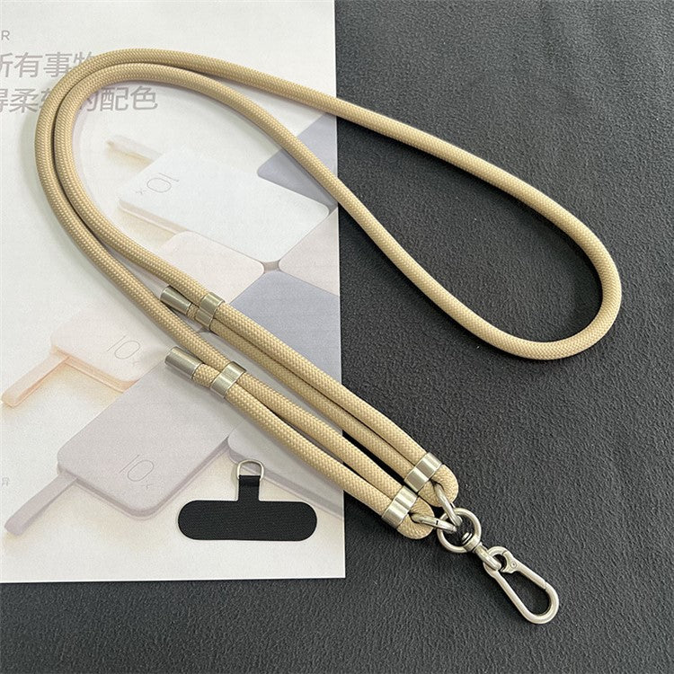 8mm Thickness Crossbody Phone Lanyard Strap with Patch Polyester Adjustable Nylon Neck Strap, Length: 1.5m - Camel