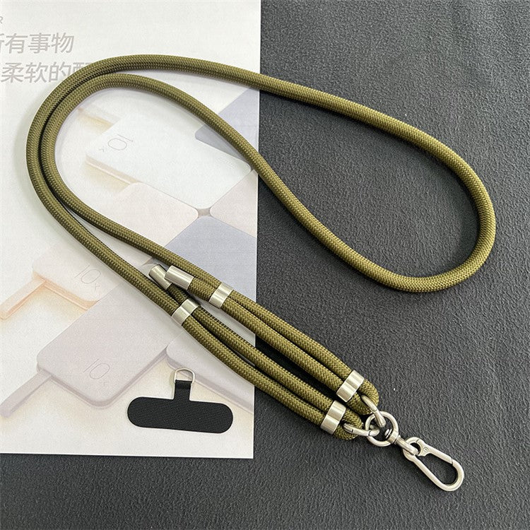 8mm Phone Lanyard with Patch Metal Buckle Polyester Adjustable Shoulder Strap, Length: 1.5m - Army Green